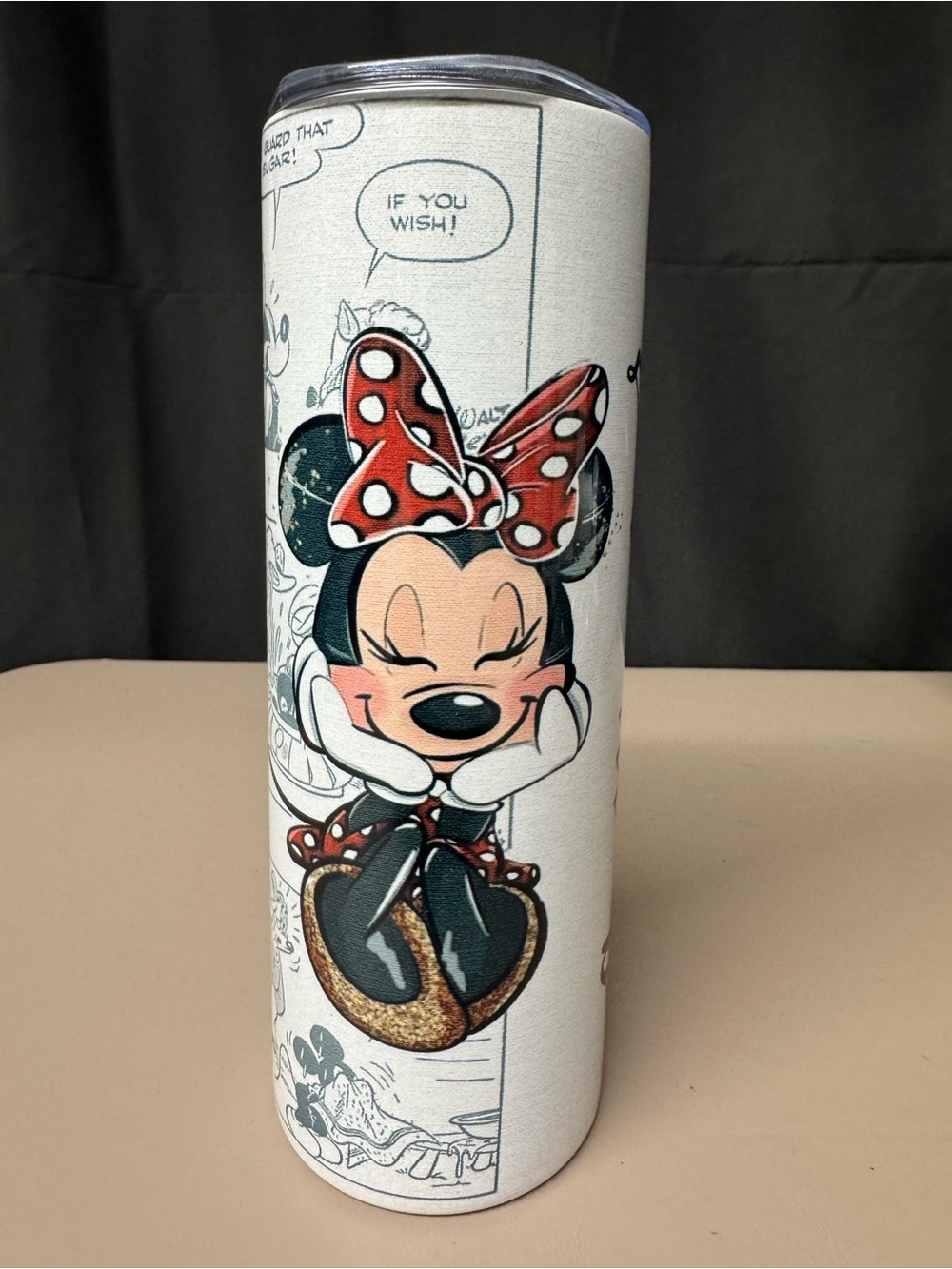 Custom Disney Minnie Mouse Cream Tumbler with Red Polka Dot Bow